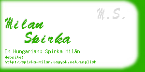 milan spirka business card